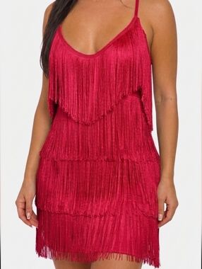 NEW NWT Vibrant Hot Pink Fringe Flapper Dress